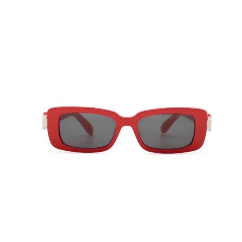 Red Ferragamo Rectangular Sunglasses with Dark Lens